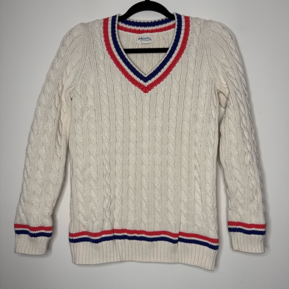 BODEN JOHNNIE B Classic Preppy Cable Knit Nautical Beachy Striped Sweater